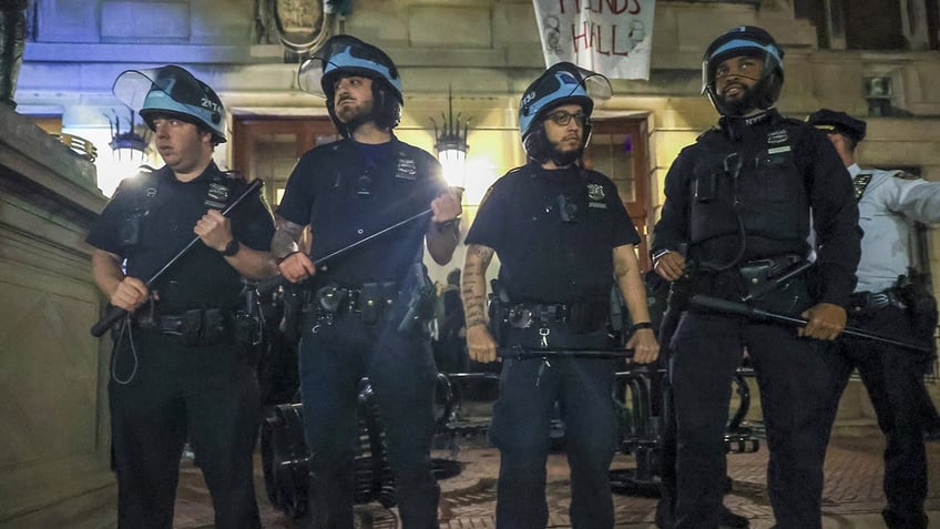 Officers outside Hamilton Hall