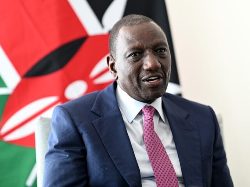 Kenyan President William Ruto speaks during a meeting with British Prime Minister Keir Sta