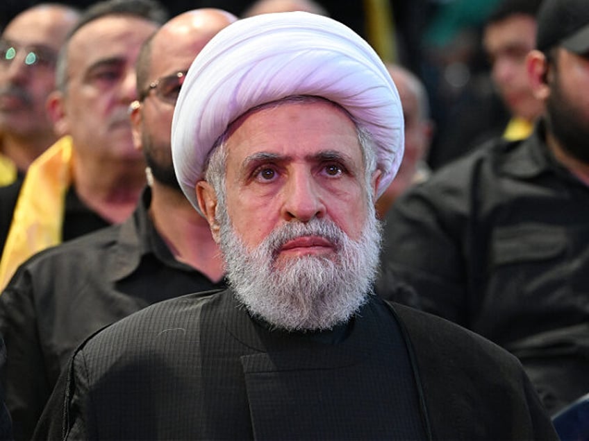 BEIRUT, LEBANON - AUGUST 06: Naim Qassem second-in-command of Hezbollah attends commemorat