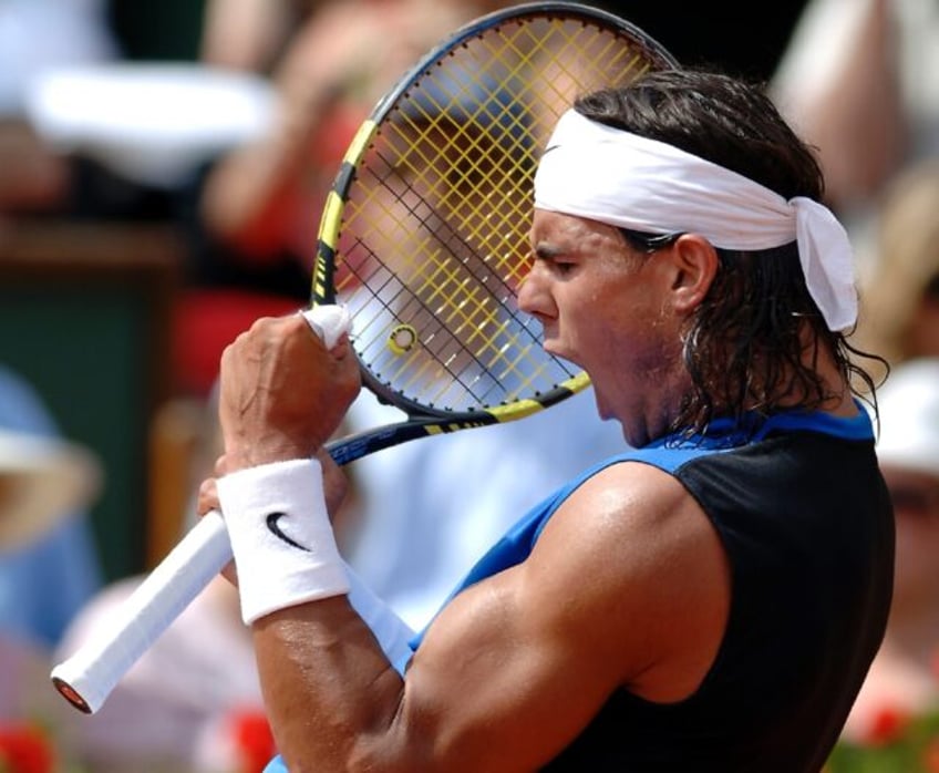 Rising power: Rafael Nadal, on his way to his second Roland Garros title, celebrates a poi