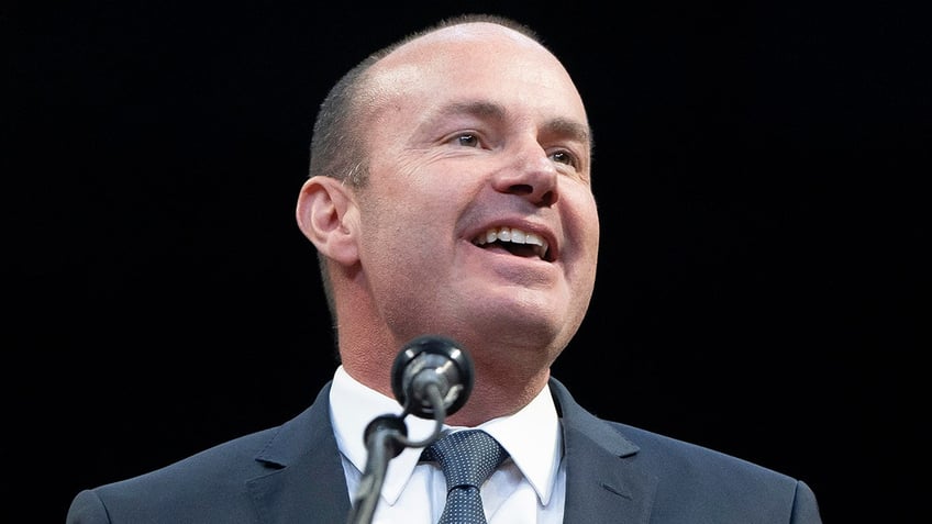 Sen. Mike Lee speaks at Trump rally