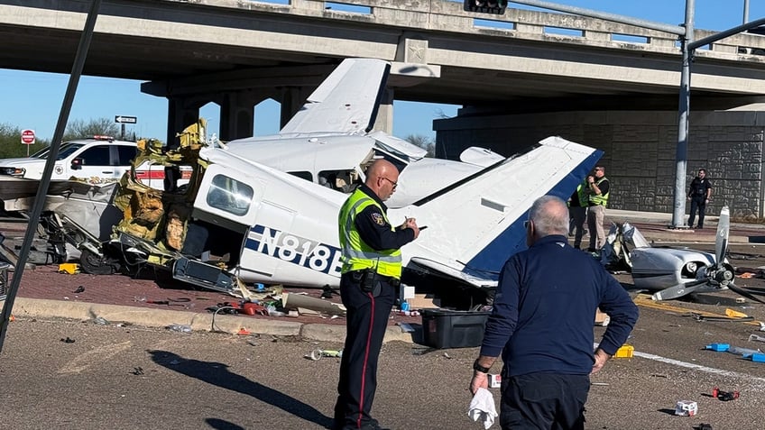 Plane crash scene as first responders respond