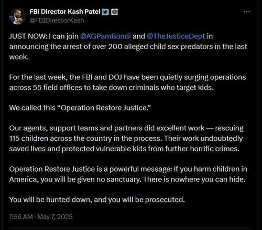 ag bondi says fbi sifting through tens of thousands of videos containing jeffrey epstein with children or child porn