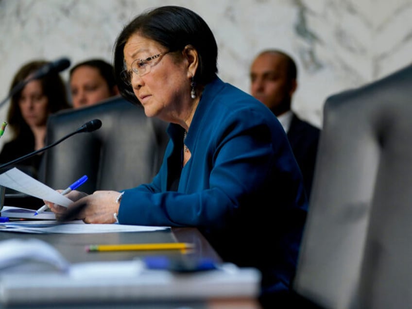 Senator Mazie Hirono, a Democrat from Hawaii, left, speaks during a Senate Judiciary Commi