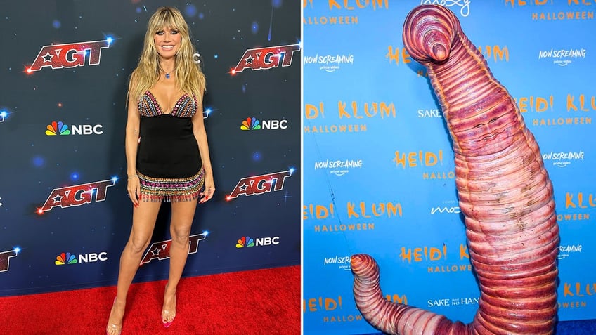 agt judge heidi klum keeps complicated halloween costume top secret after last years worm suit