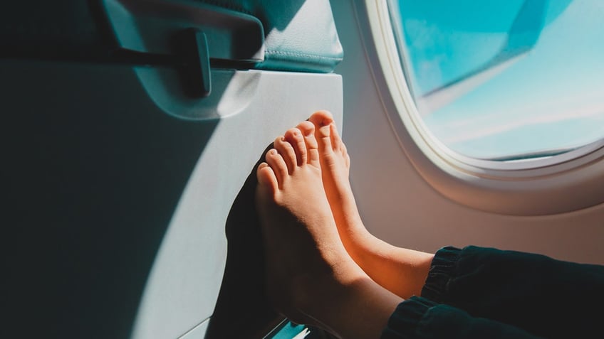 barefoot on an airplane