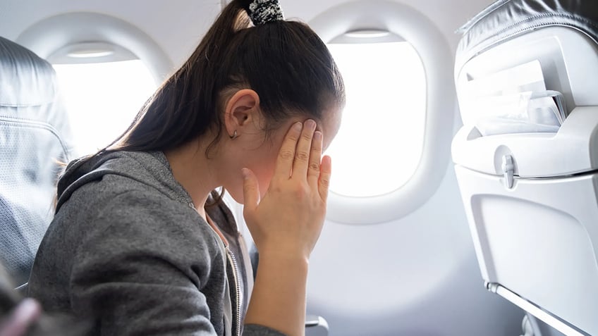 Nervous airplane passenger