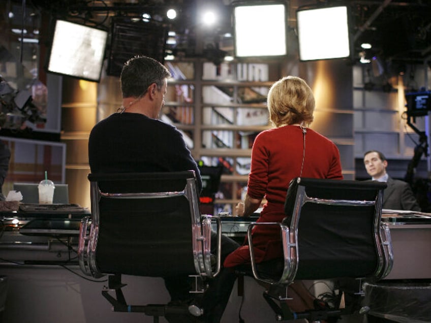 NEW YORK - APRIL 7: "EXCLUSIVE" Joe Scarborough and co-host Mika Brzezinski host the "Morning Joe" show on MSNBC on April 7, 2009 in New York City. Scarborough is currently the host of Morning Joe on MSNBC, and had previously hosted Scarborough Country on the same channel. Scarborough served in …