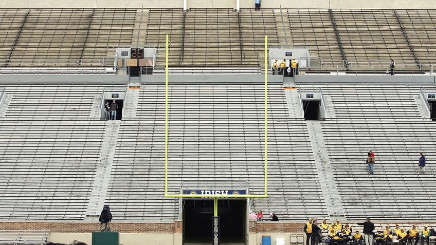 Football goalpost on field