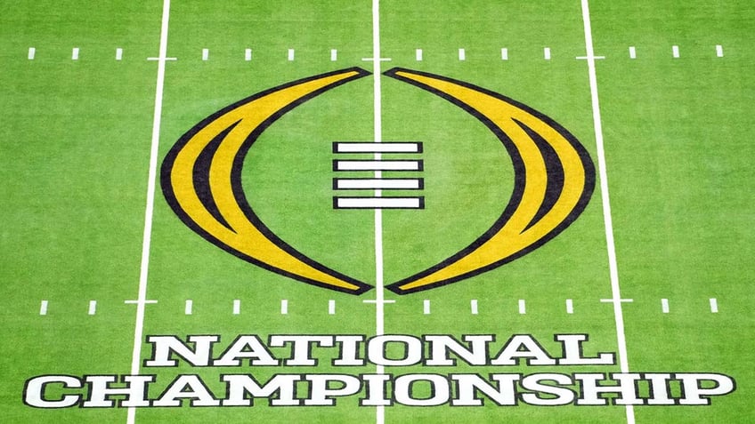 College Football Playoff logo on the field