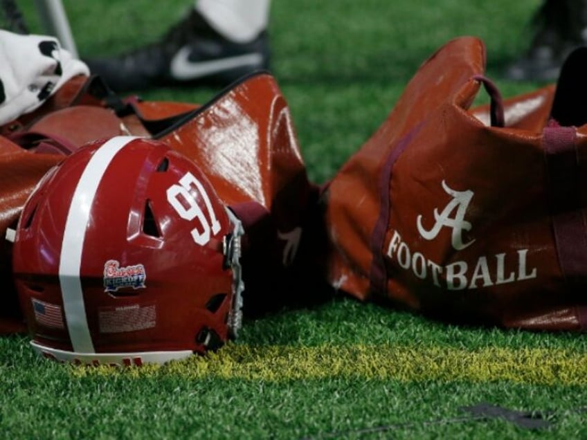 ATLANTA, GA - SEPTEMBER 02: Helmet and ball bag during the college football game between the Alabama Crimson Tide and the Florida State University Seminoles on September 02, 2017 at the Mercedes-Benz Stadium in Atlanta, GA. (Photo by David J. Griffin/Icon Sportswire)