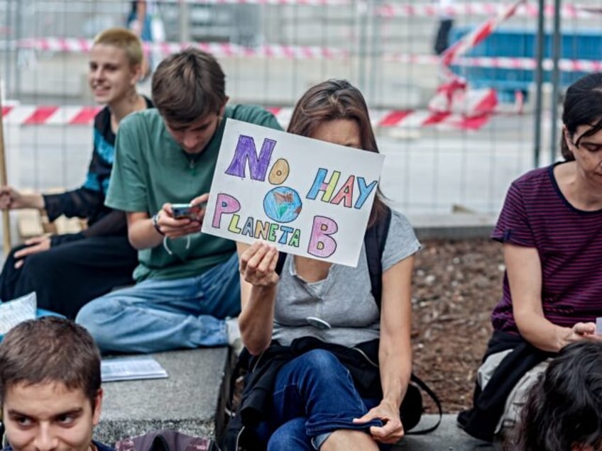 MADRID, SPAIN - SEPTEMBER 20: Several young people during a sit-in in front of the Congres