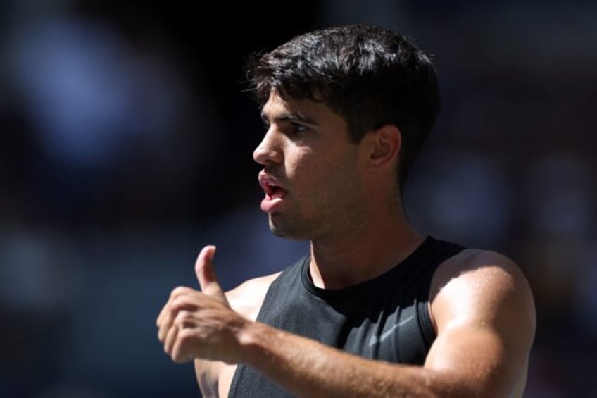 All good: Spain's Carlos Alcaraz practices ahead of the US Open tennis championships