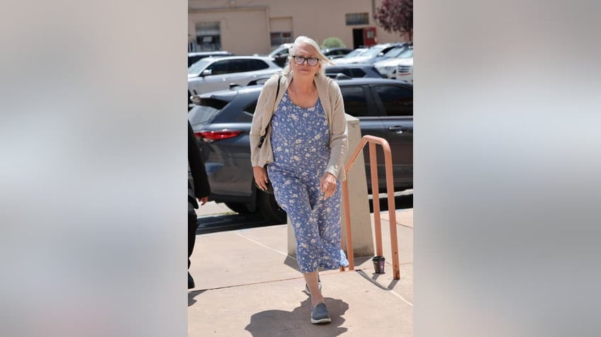 Beth Keuchler, exits the First Judicial District Court in Santa Fe, New Mexico on Thursday, July 11, 2024. Witness testimony for Alec Baldwin's involuntary manslaughter continued today for the fatal shooting of "Rust" cinematographer Halyna Hutchins.