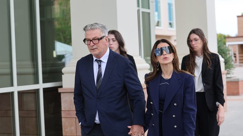 Alec and Hilaria Baldwin, exits the First Judicial District Court in Santa Fe, New Mexico on Thursday, July 11, 2024. Witness testimony for Alec Baldwin's involuntary manslaughter continued today for the fatal shooting of "Rust" cinematographer Halyna Hutchins.