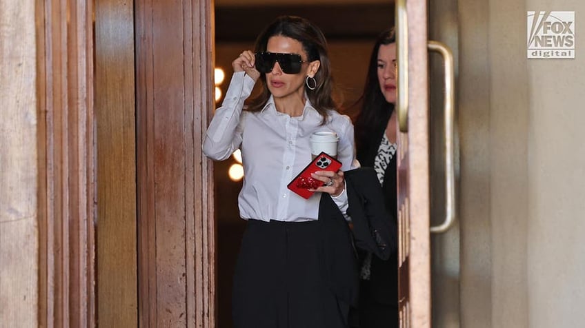 Hilaria Baldwin leaves her hotel in Sante Fe