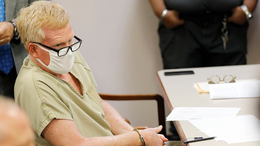 Alex Murdaugh sits during his bond hearing Thursday, Sept. 16, 2021, in Varnville, South Carolina. (AP Photo/Mic Smith)