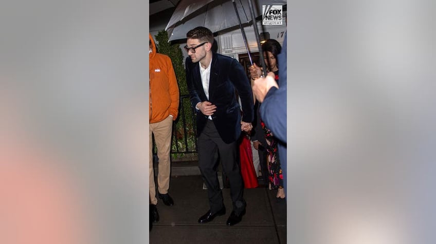 Guests leave the engagement party of Huma Abedin and Alex Soros