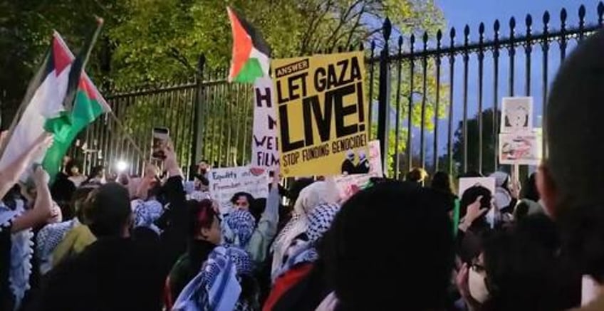 allahu akbar fuk joe biden enraged pro palestinian protesters gather outside white house