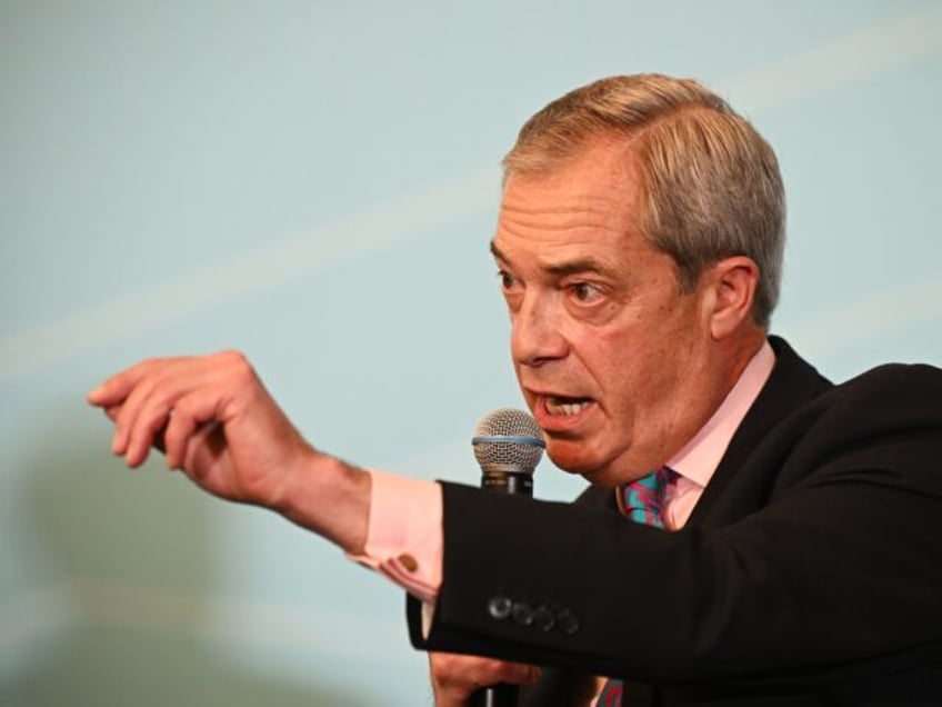 LONDON, ENGLAND - NOVEMBER 28: Leader of Reform UK, Nigel Farage talks while attending a R