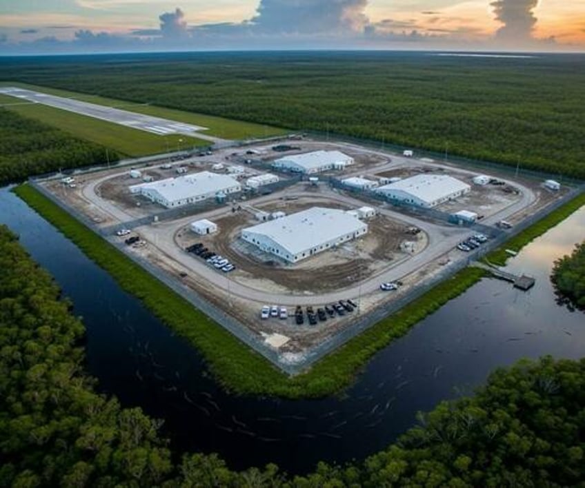 alligator alcatraz live trump tours new illegal alien deportation camp in florida swamp