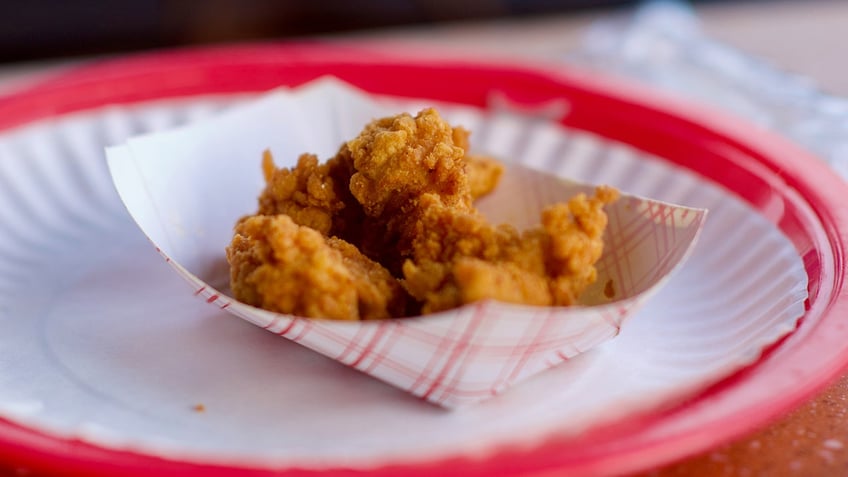 Fried alligator bites are shown.