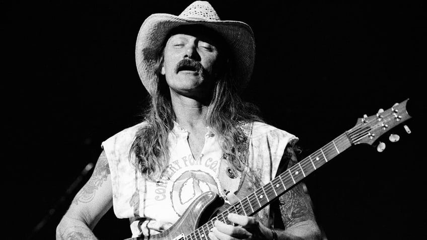 Black and white photo of Dickey Betts