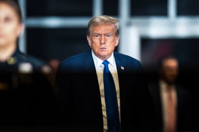 Donald Trump after the third day of his trial at the Manhattan Criminal Court in New York