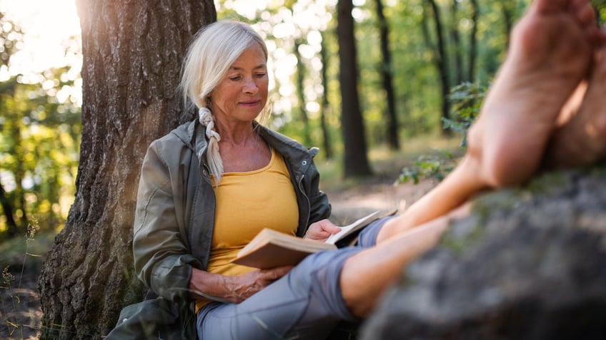 Happy woman reading