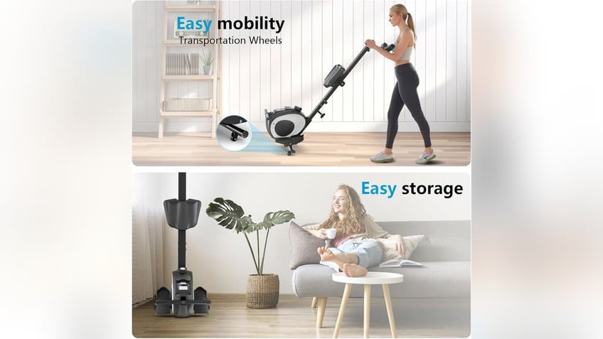 This rowing machine is easy to move around and easy to store.