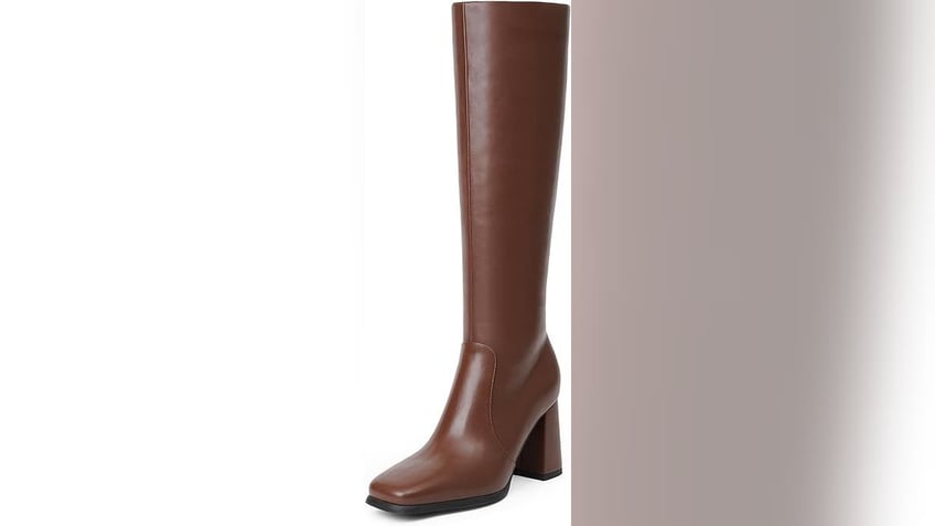 These wide heeled tall boots are comfortable.