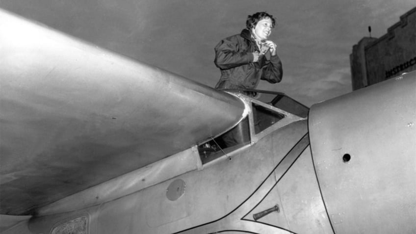Amelia Earhart on plane