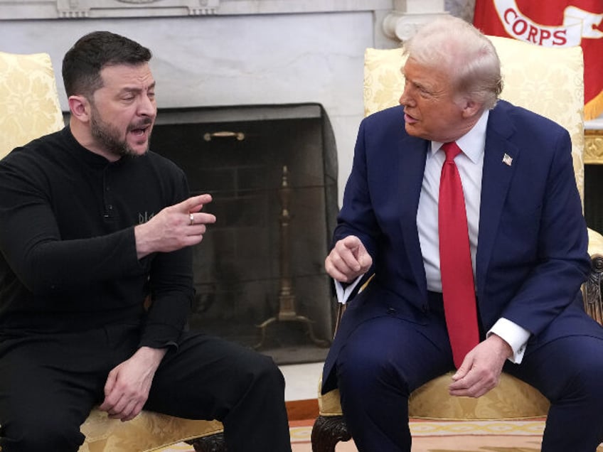 U.S. President Donald Trump and Ukrainian President Volodymyr Zelensky meet in the Oval Of