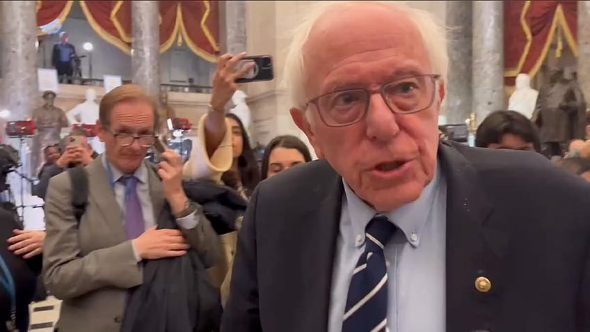 Asked what he thought about the speech, Sen. Bernie Sanders said, "Not much."