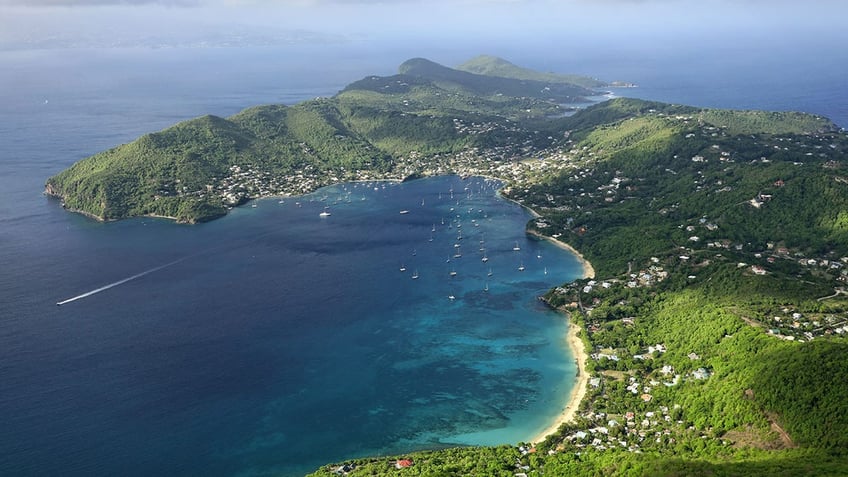 Aerial view of Bequia island