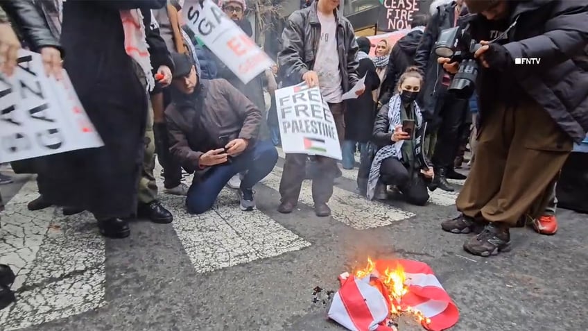 Burning American flag