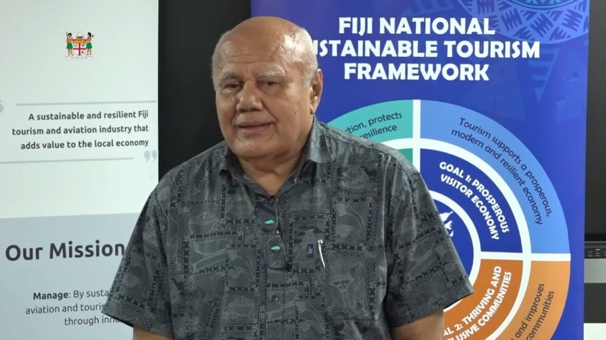 Fiji Deputy Prime Minister and Minister for Tourism and Civil Aviation Viliame Gavoka speaks during a Sunday press conference