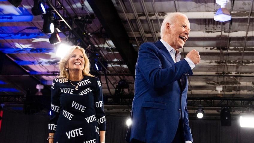 President Joe Biden and first lady Jill Biden smiling