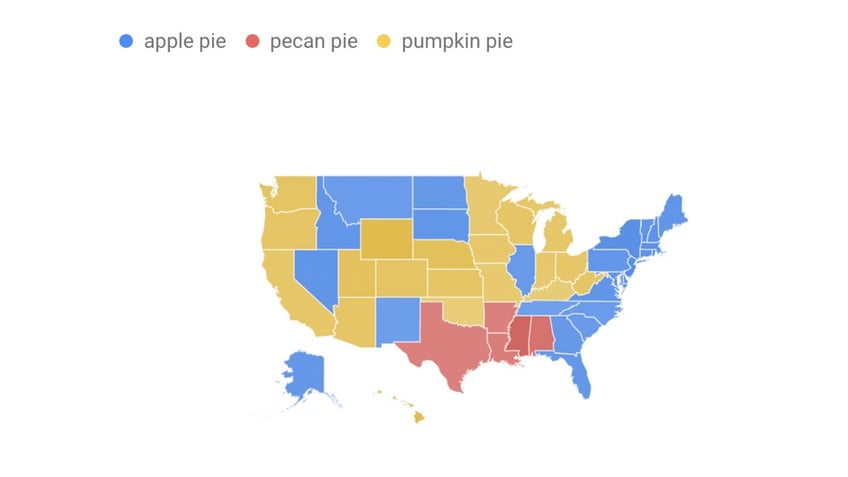 A map showing different pie preferences.