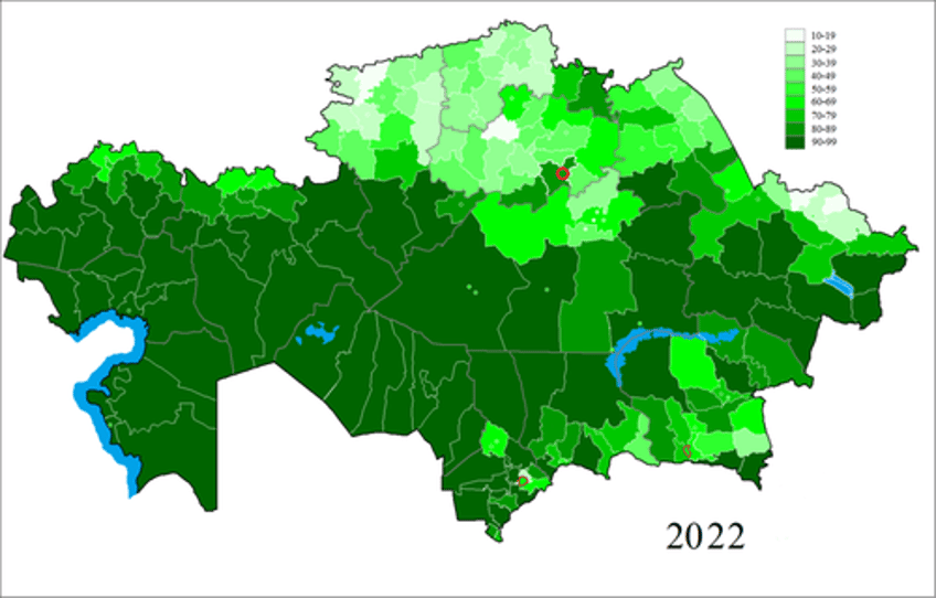 Ethnic map of Kazakhstan. 