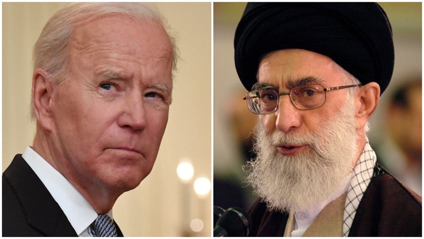 Biden split screen with Irans supreme leader Ali Khamenei