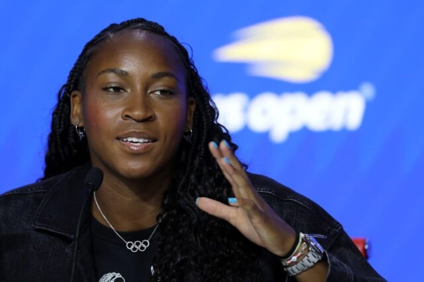 Defending champion Coco Gauff speaks to the media ahead of the 2024 US Open tennis champio