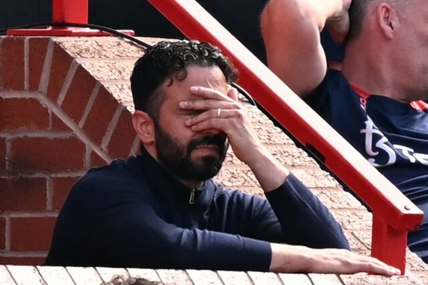 Can't watch: Manchester United boss Ruben Amorim reacts during his side's 2-0 Premier Leag