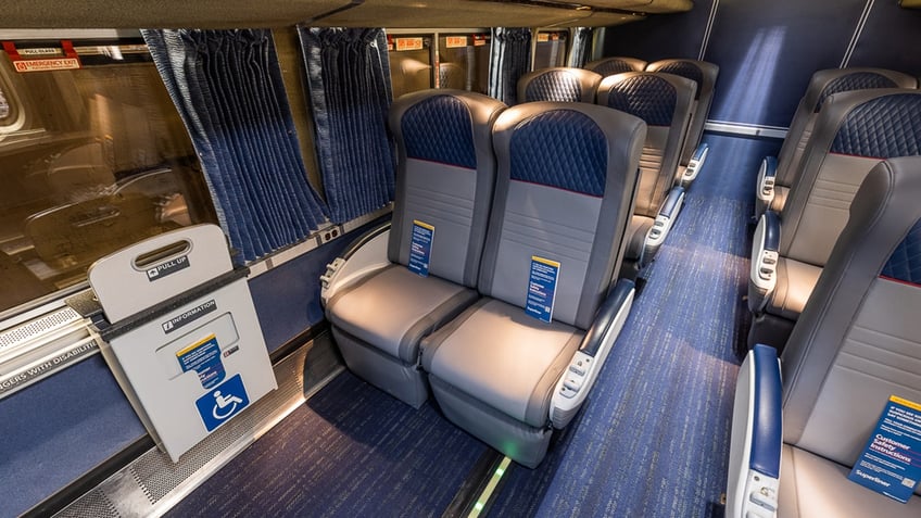 Amtrak coach seats.