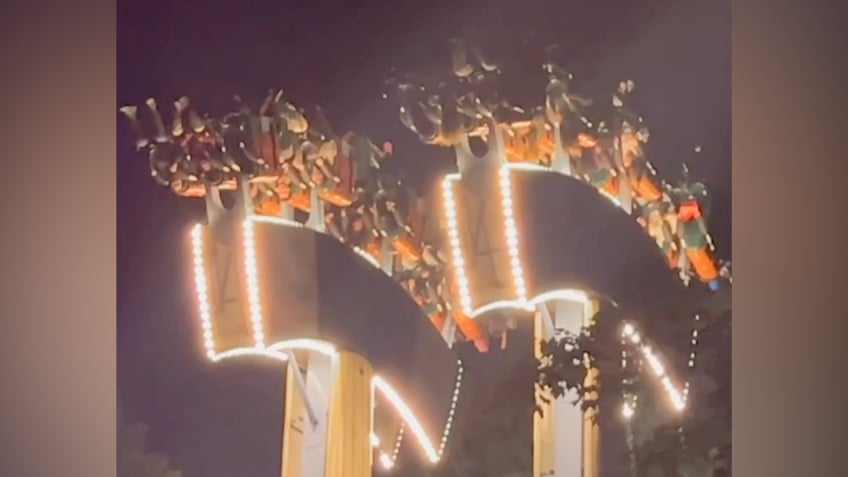 amusement park guests left 75 feet upside down for nearly 30 minutes on lumberjack ride