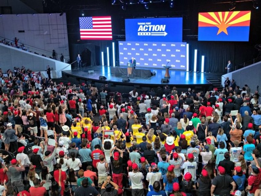 US President Donald Trump speaks during a Students for Trump event at the Dream City Churc