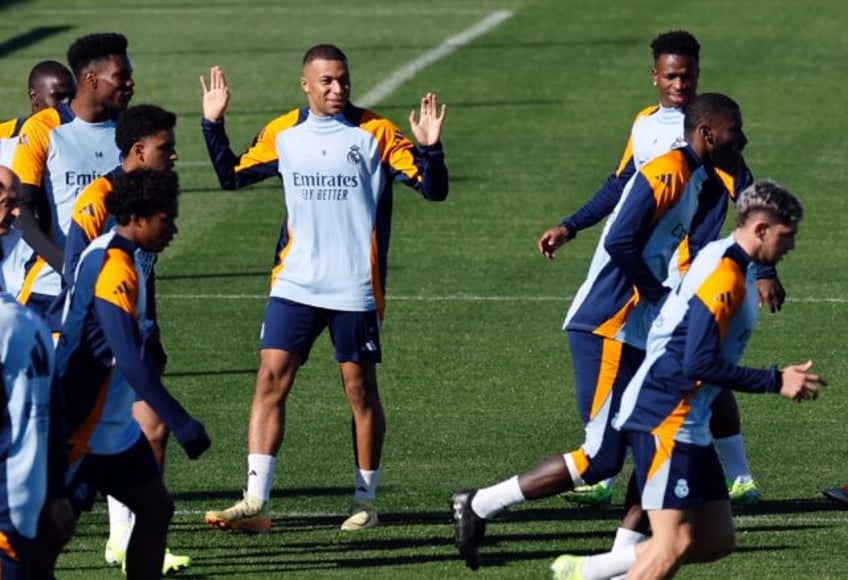 Kylian Mbappe looking relaxed in training with Real Madrid