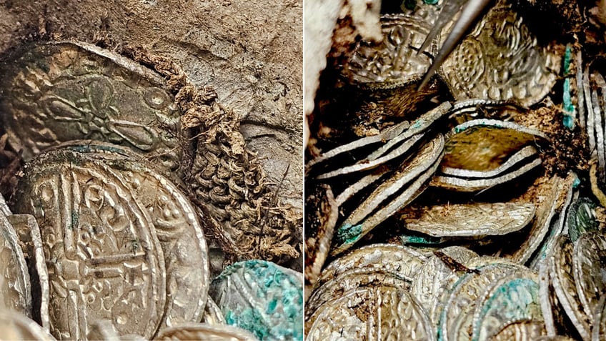 Split image of coins