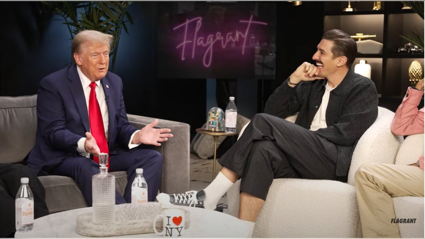 Trump speaks on a podcast
