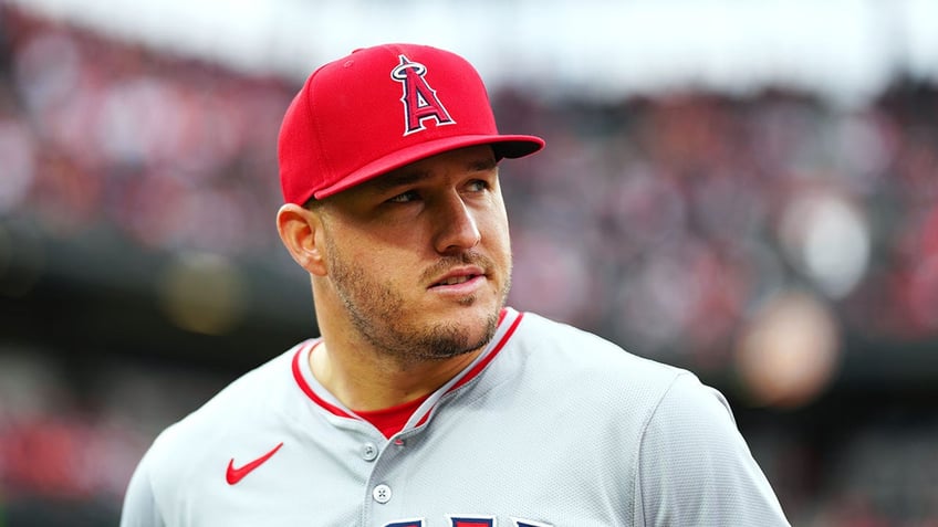 Mike Trout before game against Angels